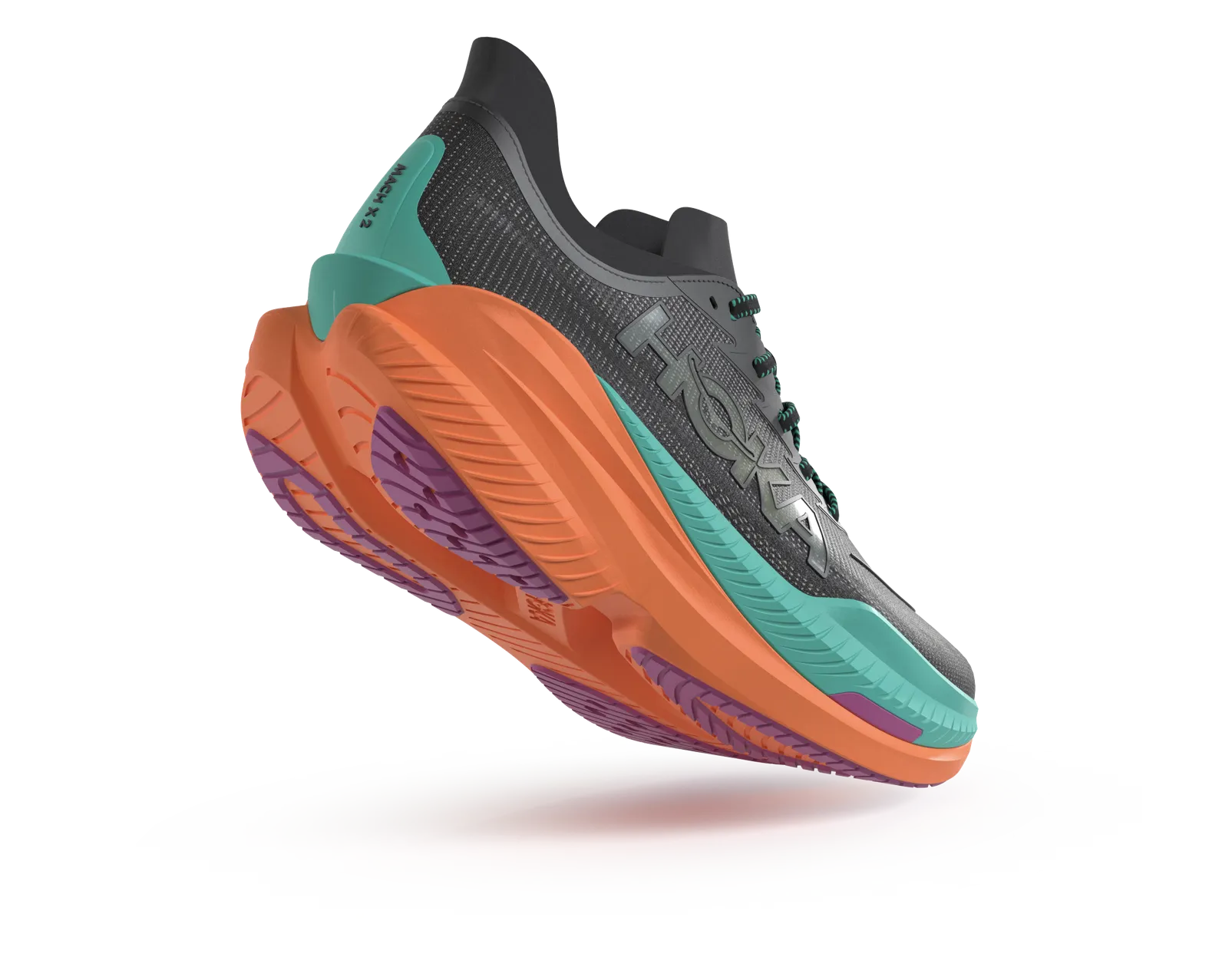 NEW HOKA men\'s mach x 2 running shoes in black/electric aqua W Mach X 2 - Brooklyn Running Company main image 3