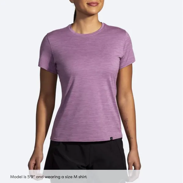 Brooks Women's Luxe Short Sleeve Heather Washed Plum
